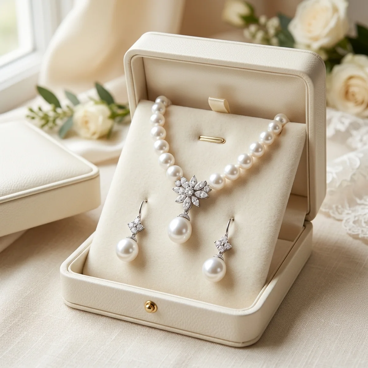 Set de Novia Perlas y Brillantes