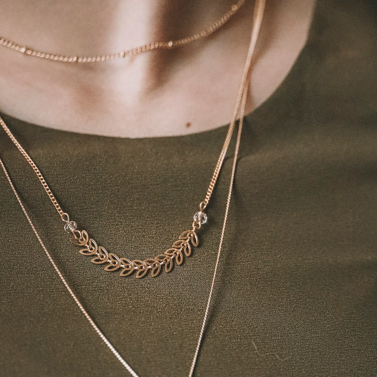 Collar Hojas Oro Rosa
