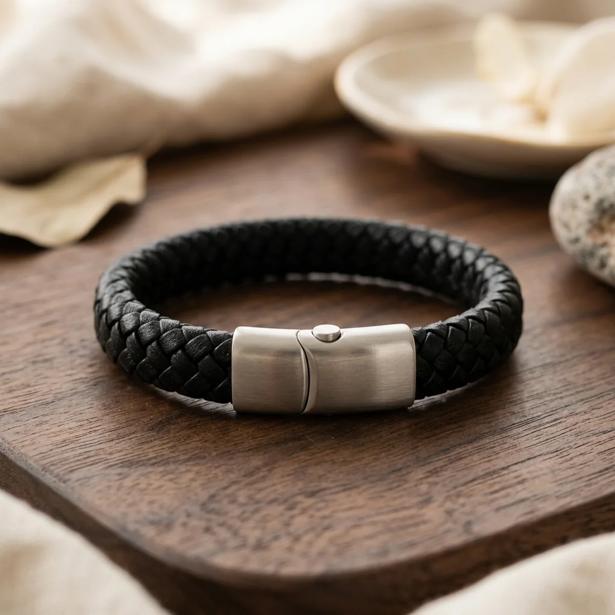 Pulsera Cuero y Acero