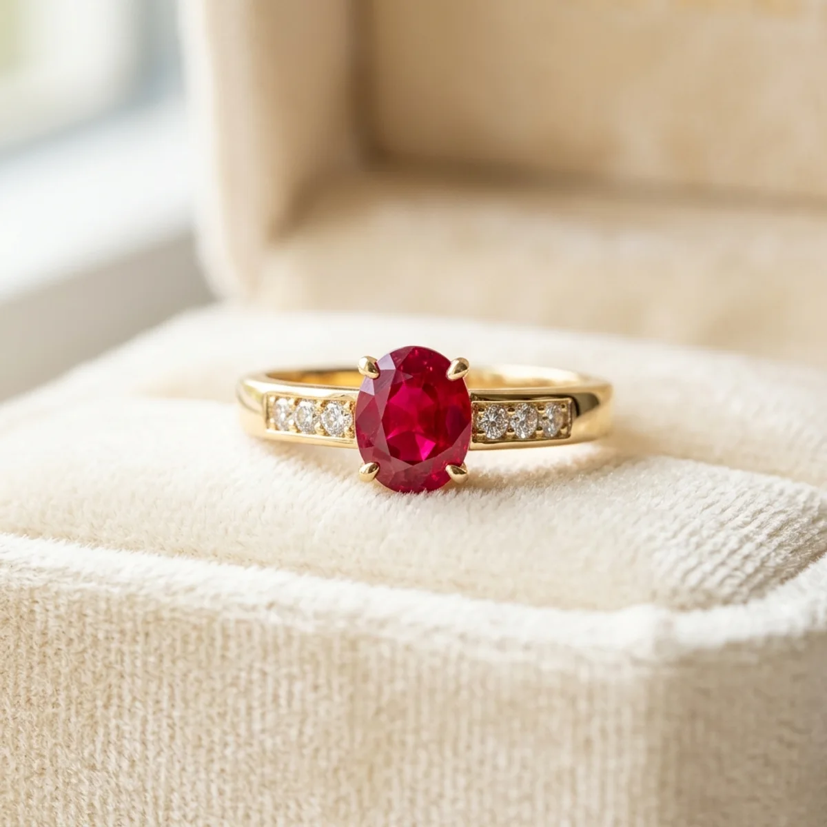 Anillo Rubí y Diamantes
