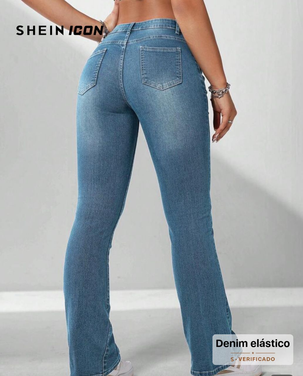 Jeans acampanados de talle alto: Azul oscuro