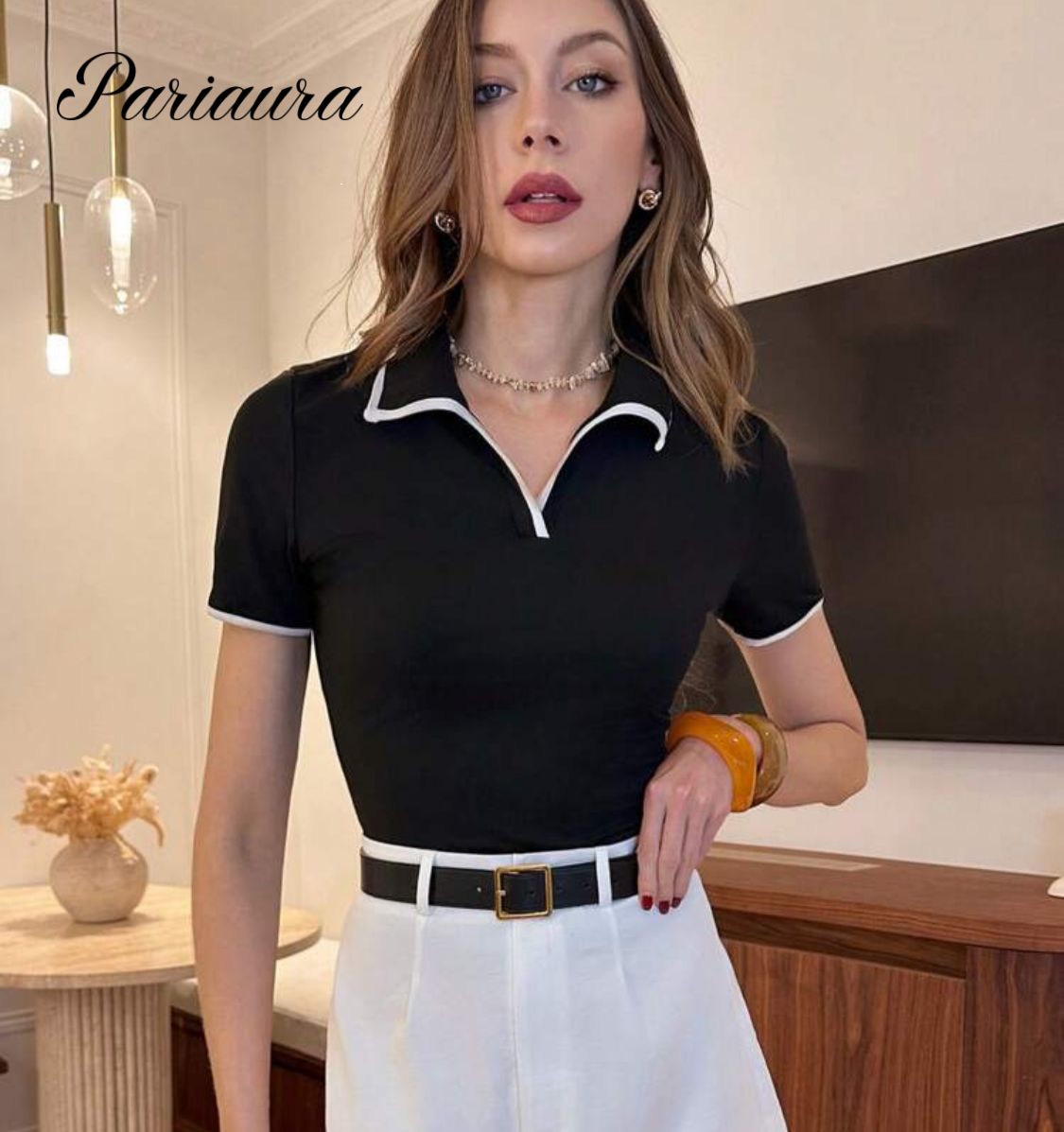 Camiseta de mujer con cuello polo: Talla M