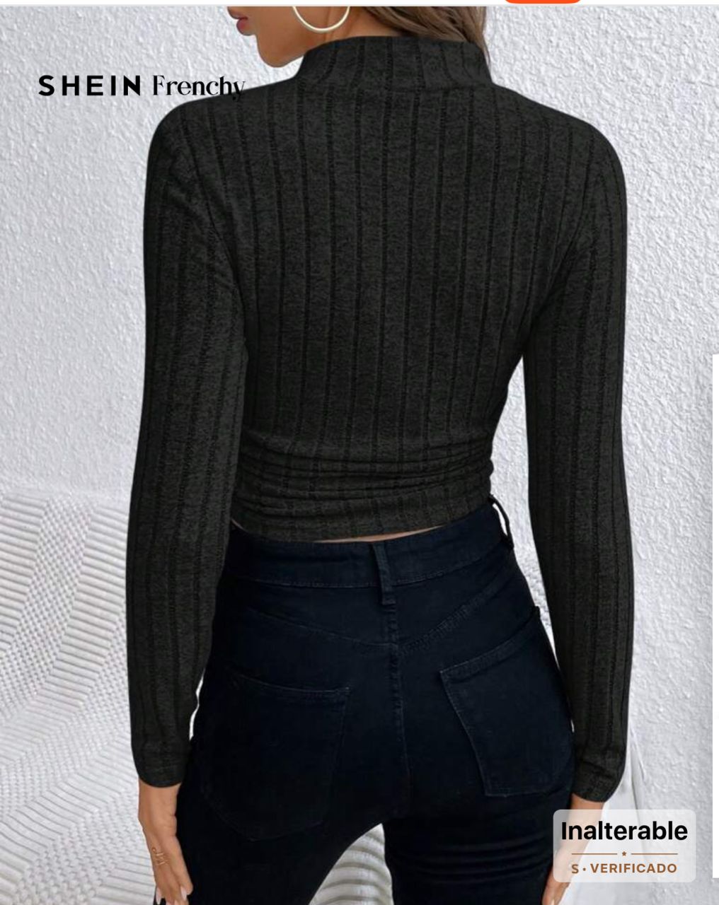 Camiseta negra acanalada: Talla L